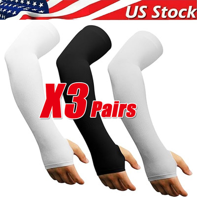 3 Pairs Cooling Arm Sleeves Cover UV Sun Protection Sports Outdoor For Men Women