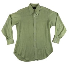 Vintage Sears Dress Shirt Mens 15.5 32/33 Green Long Sleeve Button Down 70s USA