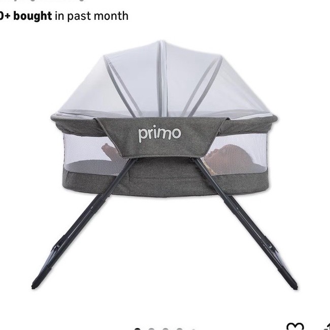 Primo Cocoon Deluxe Folding Bassinet Heather Gray Removable 