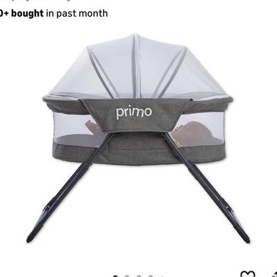 Primo Cocoon Deluxe Folding Bassinet Heather Gray Removable Mesh Canopy