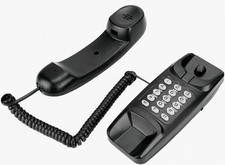 Corded Landline Phone, Wired Desktop Fixed Telephone W/Last Number Redial, Black