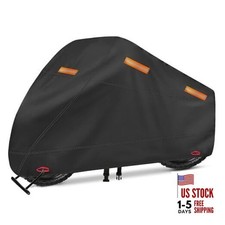 Motorcycle Cover, Heavy Duty 600D Oxford, Waterproof 116" x 41" x 50" Black