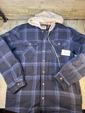 Wrangler Authentics Men's Plaid Flannel Quilt Lined Hooded Button Shirt Medium