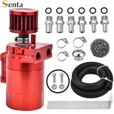 Oil Catch Can Kit Reservoir Baffled Tank W/ Breather Filter Universal Aluminum