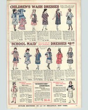 1915 PAPER AD COLOR Girls School Maid Dresses Middy Cotton Wash