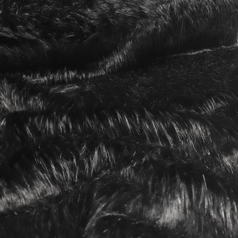 Webpelz Langhaar kuscheliges Kunstfell Stoff Fell Schwarz Grau meliert Deko - Bild 3 von 4