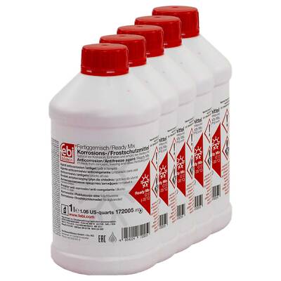 Kühlerfrostschutz Febi G12 -35°C Fertiggemisch 5 X 1 Liter Rot für Audi Opel VW