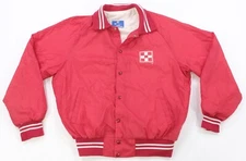 Rare Vintage CHAMPION Purina Dog Food Button Front Jacket 80s 90s USA Made Red L