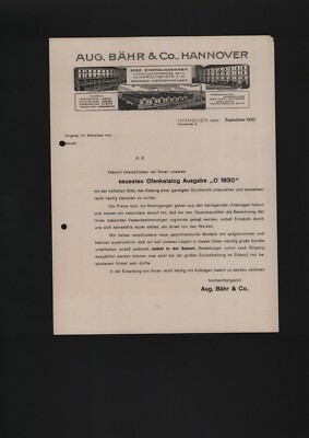 Hanover, cover 1930, Aug. Bähr & Co. Cast Iron Cooking Ovens Cast Iron Stoves