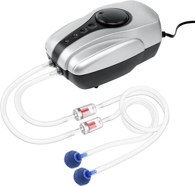 Air Pump Fish Tank Bubbler Aerator All-in-One Quiet For 20-80 Gallon Aquarium