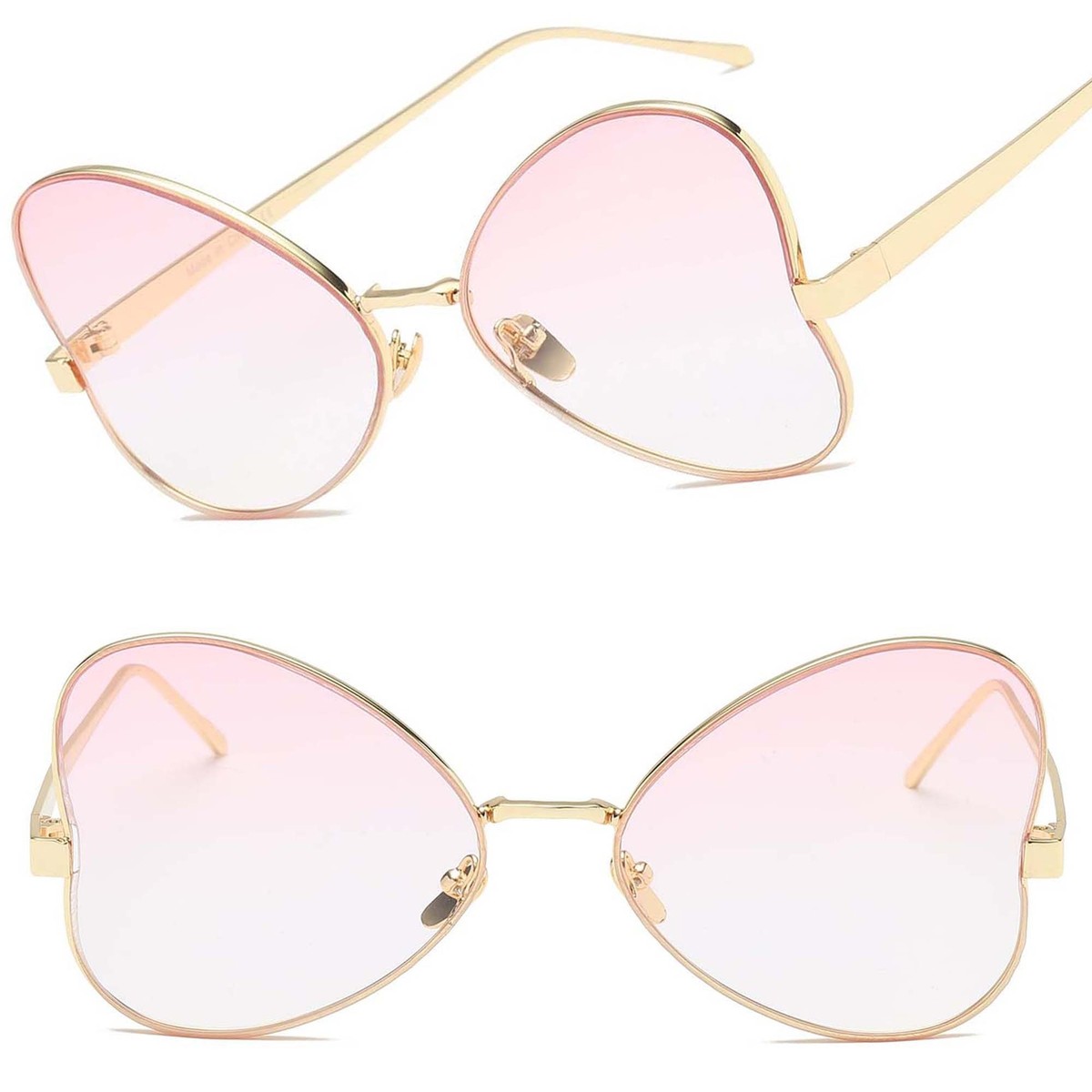 Gold Frame Light Pink Lens Oversize Butterfly Womens  display picture 2