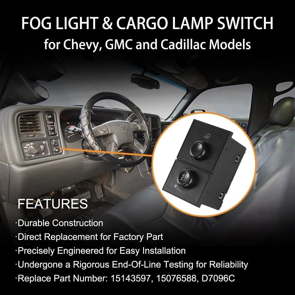 Headlight Switch & Fog Light Switch Button for 03-07 Chevy Silverado GMC Sierra Foto 2 de 4