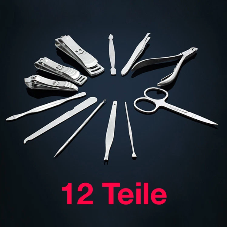 Maniküre Pediküre Pflegeset 12-teilig Nagelknipser NagelSet Nagelfeile Edelstahl - Bild 2 von 4