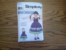 Simplicity Sewing Pattern 9733 Daisy Kingdom Dress Matching Doll Clothes 7-14