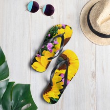 Sun flower Flip-Flops, floral pattern, customized flip flops, beach shoes,