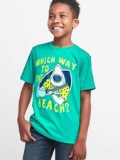 NWT GAP Shark Which Way to the Beach Graphic Tee T-Shirt Tees Shirt Boys XL 12