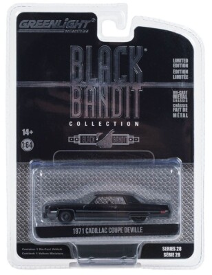 1971 Cadillac Coupe DeVille  Custom *** Greenlight Black Bandit 1:64