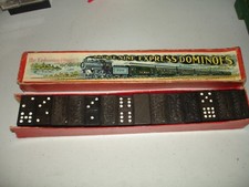 Antique Double Nine Express Train Dominoes by The Embossing Co., USA Made 56pcs