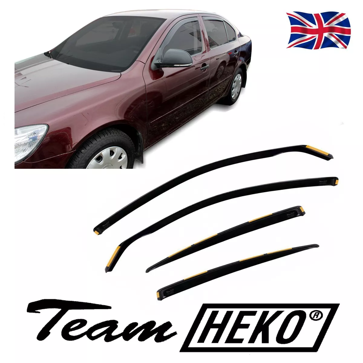 HEKO TINTED WIND DEFLECTORS for SKODA OCTAVIA mk2 4 5 DOOR 2004 2012 4pc