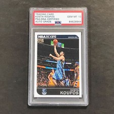 2014-15 NBA Hoops #107 Kosta Koufos signed Card Auto 10 PSA Slabbed Grizzlies