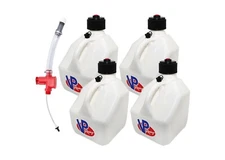VP Racing 4 Pack Square White 3 Gallon Fuel Jugs With Trigger Hose