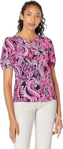 Lilly Pulitzer Rhett Top Cotton Low Tide Navy Flirty Fins and Feathers Sz XXL - Picture 7 of 7