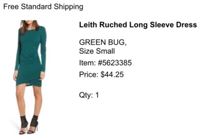 Leith Ruched Long Sleeve Size Small Green Dress | eBay Leith Ruched Long Sleeve Size Small Green Dress | eBay