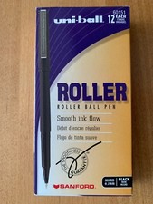 NEW  Uni-Ball Roller Ball Stick Pen, Black Ink, 12 Pens, MICRO 0.2mm  RARE