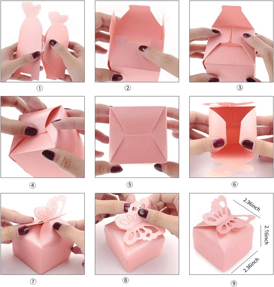 Kslong 50 Piezas Cajas de Favor Mariposa Púrpura Niña Baby Shower Mariposa Caja de Caramelos D Foto 4 de 4