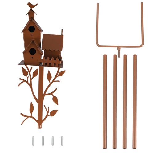 Vogelfutterhaus Kunstpfahl - rustikaler Käfige Ständer für Garten, Hofdeko & Vogelbeobachtung - Bild 18 von 19