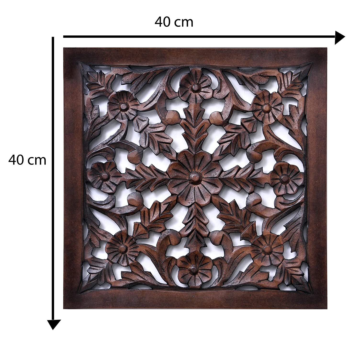 Wooden Wall Decorative Frame For Living Room Wall Panel 16x16 Inches Brown