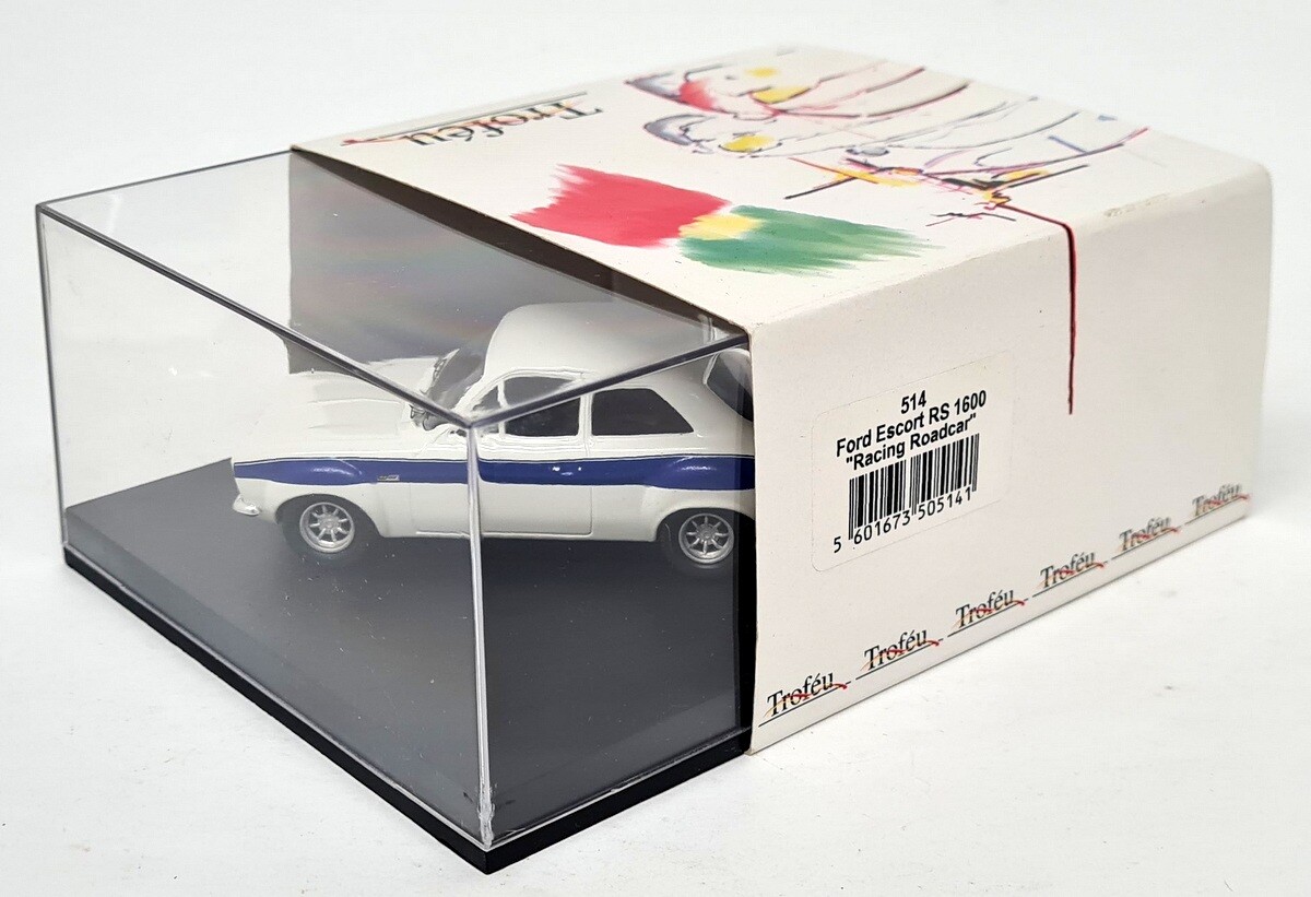 Miniature Trofeu 1/43 – Ford Escort RS 1600 1973 – Blanc/Bleu – Occasion