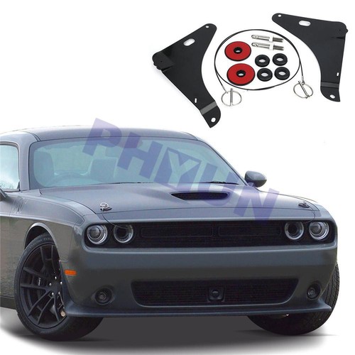Stainless Black Hood Pins Bracket Set For 2008-2021 Dodge Challenger USA Stock - Picture 7 of 13