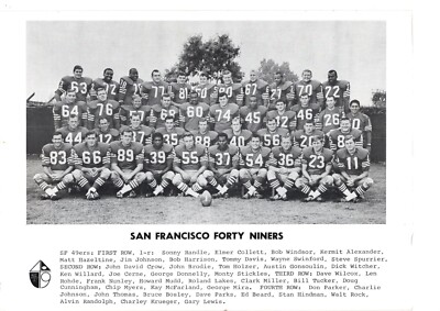 Carte Photo Originale 1959 San Francisco 49ers - Format 6x9 - Vintage - Collection Football Américain