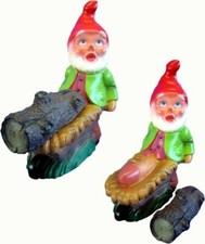 Garden Gnome Super latte ..his penis is under the tree trunk Made in Germany GAY