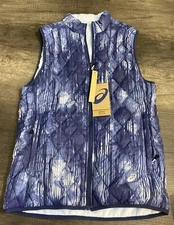 ASICS WOMEN'S REVERSE INSULATED PUFFER VEST Tie Dye/ Soft Blue Size XS