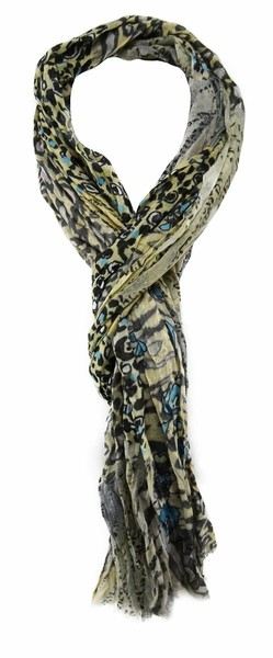 Tigertie Schal Beige Dunkelbraun TüRkis Grau GrüN Gemustert - Gr. 180 X 50 Cm-image