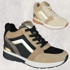 Women Lace Up Hidden Wedge Heel Stylish Sporty Tennis Shoes Size