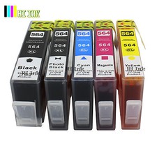 5 PK 564XL Ink w/PBK For HP 564XL For PhotoSmart 7510 7520 7525 309A C5300 C310