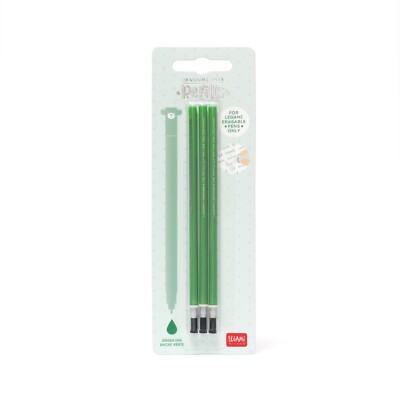 3 Stück - Legami Ersatzminen - Grün - für löschbaren Gelschreiber Erasable Pen