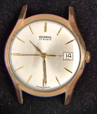 Consul Gold-Plated Men's Manual FHF 72 Vintage Swiss Watch -- Spares/Repairs