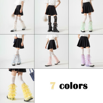 Women Japanese Over The Knee Legwarmer Gauze Ruffle Leg Loose Sock