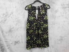 Free People Dress Womens Small Black Floral Lovely Day Mini Tunic Boho Swing