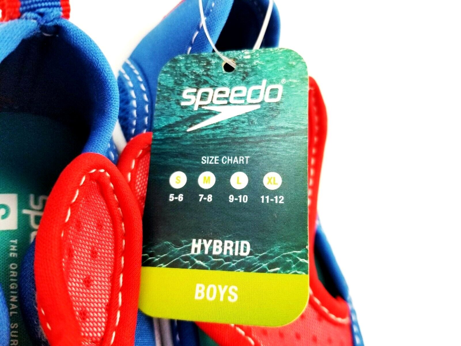 Speedo Hybrid Water Shoes Boys Swim Shoes Blue & Red Sz S medium 7 8