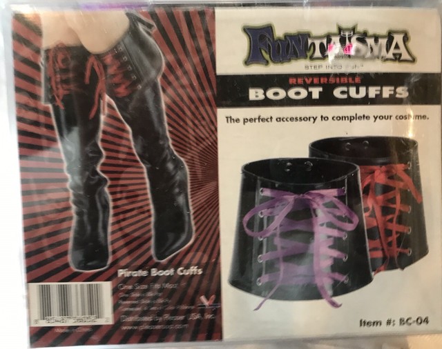 Pirate Boot Cuffs Black with red or purple Ribbons Costume Accessory eBay