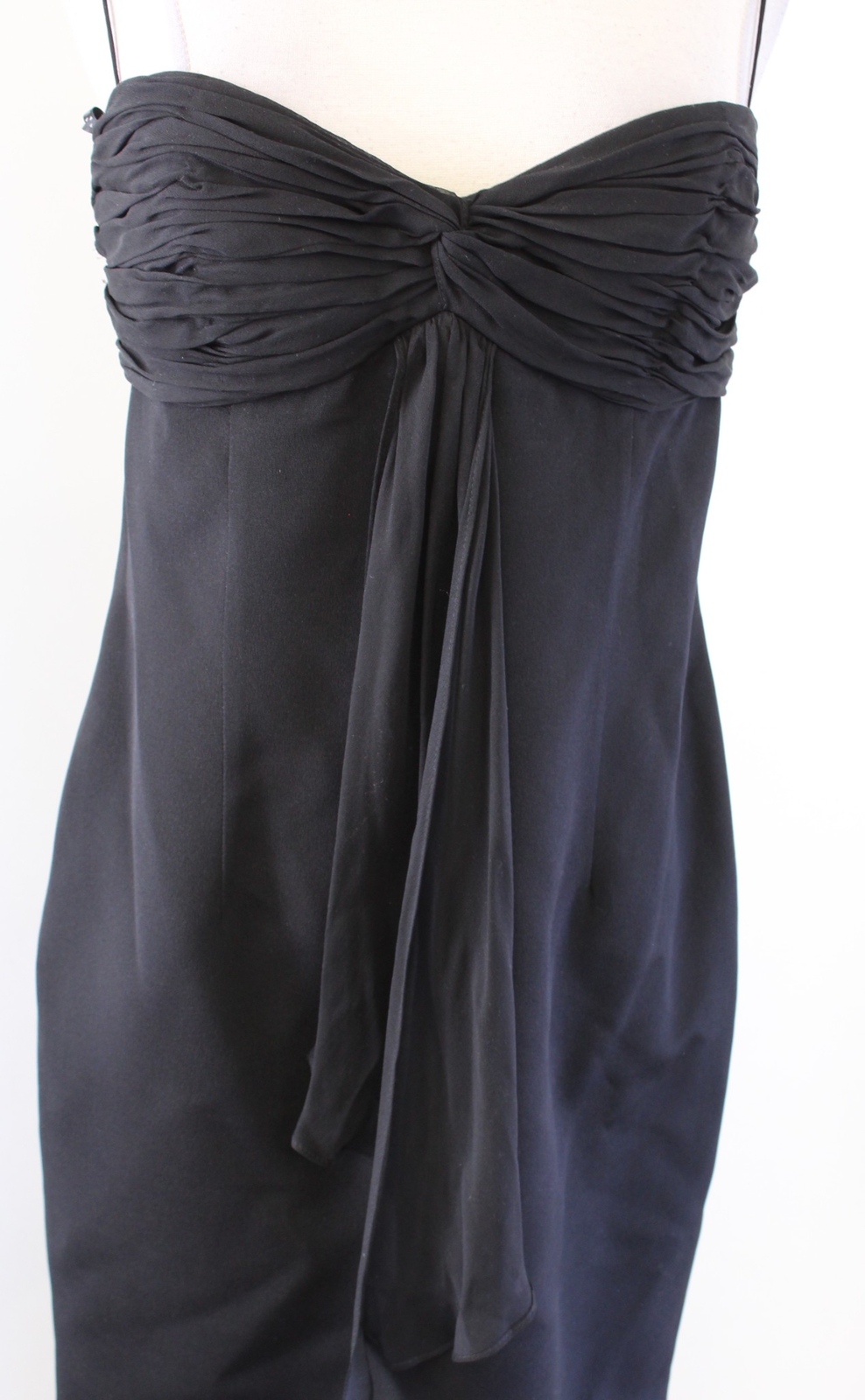 David Meister Womens Black Draped Front Silk Cocktail Party Dress Sheath Size 8