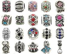 5pcs Silver /P Rhinestone Crystal Big Hole Beads For European Charm Bracelet E40