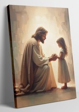 Jesus with Girl praying Wall Art Jesus with Children wall decor God painting ...