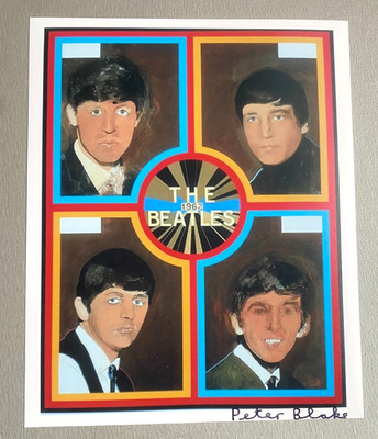 PETER BLAKE ''The Beatles'' British Artist Signed Photo 20x25 Autograph