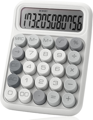 - Mechanical Switch Calculator, 12 Digits, Large LCD Display, Gray Calculator Bi